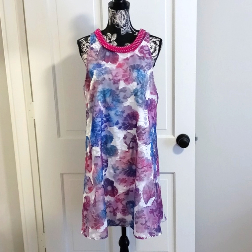 💜Badgley Mischka Belle💜 - Floral A-Line Sleeveless Olga Dress